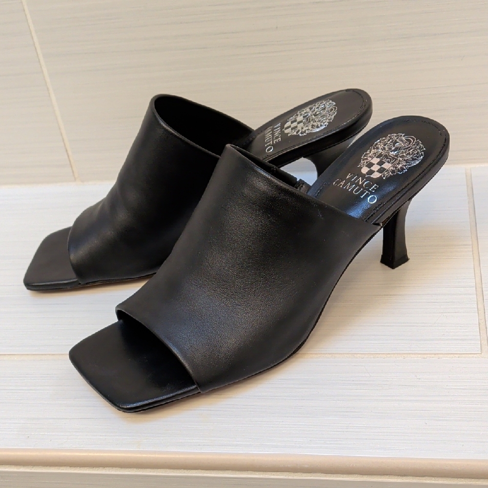 Vince Camuto Arlinala Black Leather Mules